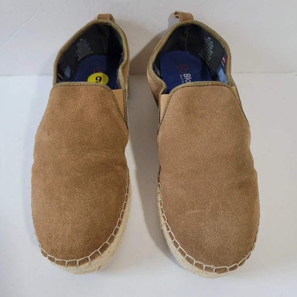 BLONDO Empeigne Cuir Women Espadrille Wedges Loafer Sz 9 Waterproof Tan Leather